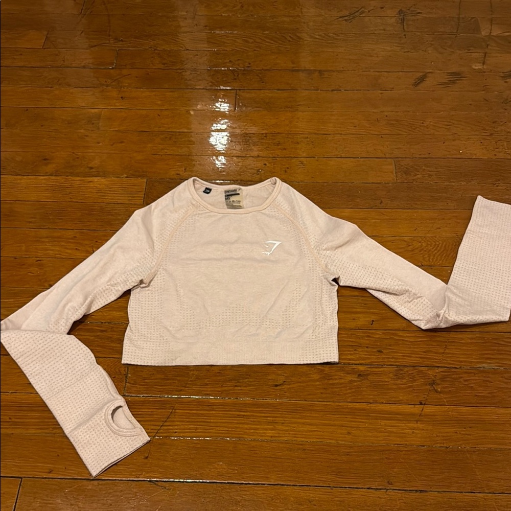Gymshark Cropped Long Sleeve Top Light Pink